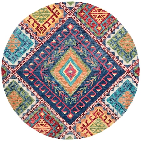 Safavieh 7 x 7 ft. Aspen 516M Hand Tufted Round Area Rug; Blue & Multi Color APN516M-7R